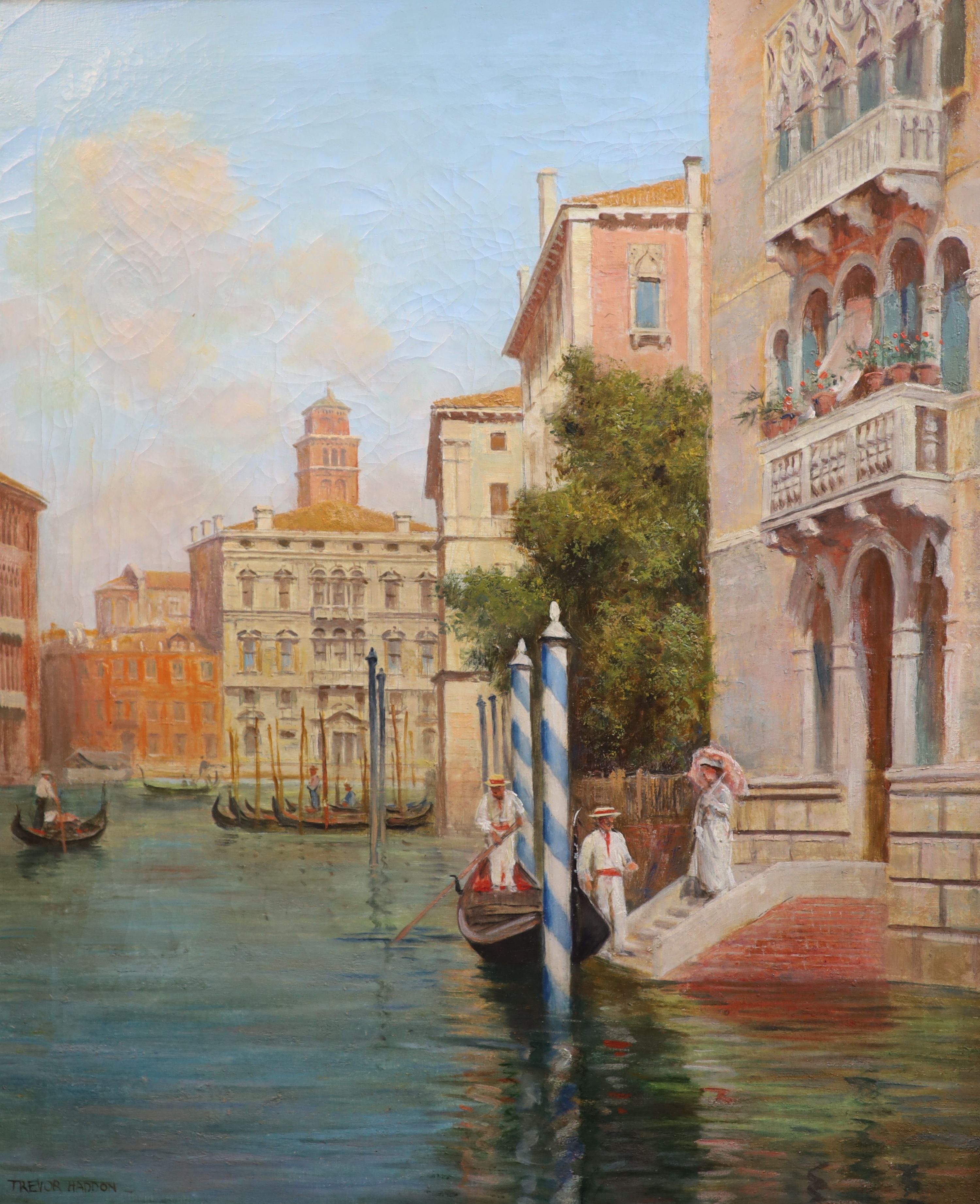 Arthur Trevor Hadden (1864-1941), Venetian canal scenes, pair of oils on canvas, 76.5 x 63c